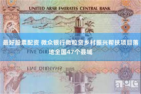 最好股票配资 微众银行微粒贷乡村振兴帮扶项目落地全国47个县域