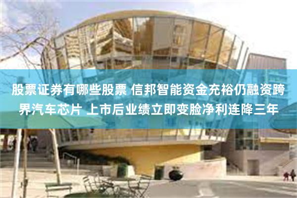 股票证券有哪些股票 信邦智能资金充裕仍融资跨界汽车芯片 上市后业绩立即变脸净利连降三年