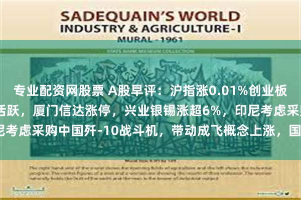 专业配资网股票 A股早评：沪指涨0.01%创业板指跌0.04%，有色板块活跃，厦门信达涨停，兴业银锡涨超6%，印尼考虑采购中国歼-10战斗机，带动成飞概念上涨，国科微复牌高开11%
