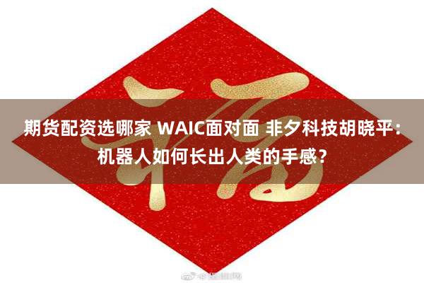 期货配资选哪家 WAIC面对面 非夕科技胡晓平：机器人如何长出人类的手感？